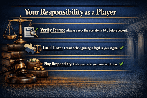 User responsibility checklist for online casino players in Malaysia 2026.